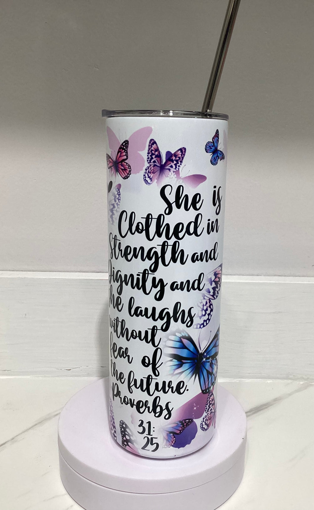 Proverbs 31 Butterfly Tumbler