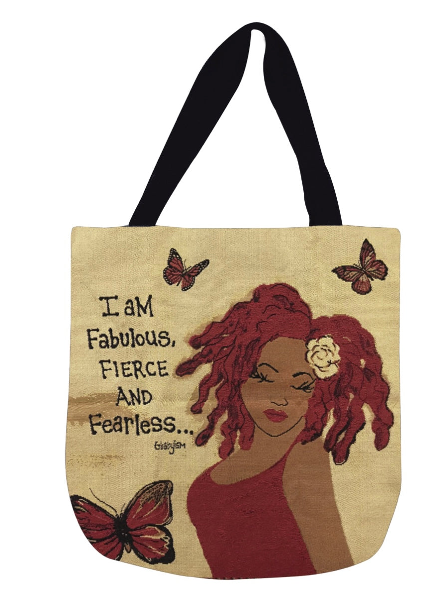 I AM FABULOUS, FIERCE AND FEARLESS WOVEN TOTE