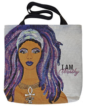 Load image into Gallery viewer, I Am Worthy Woven Tote Bag
