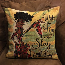 Load image into Gallery viewer, WAKE PRAY SLAY ALL DAY Cushion Cover
