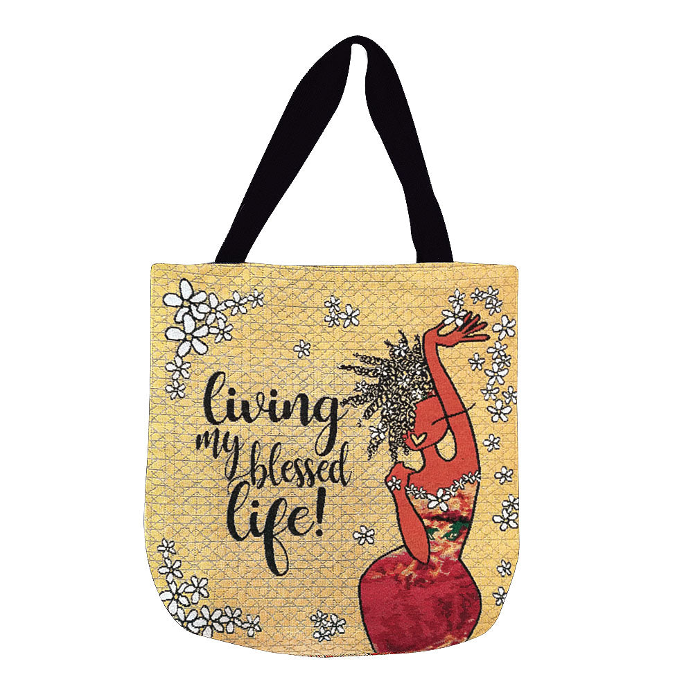 LIVING MY BLESSED LIFE WOVEN TOTE